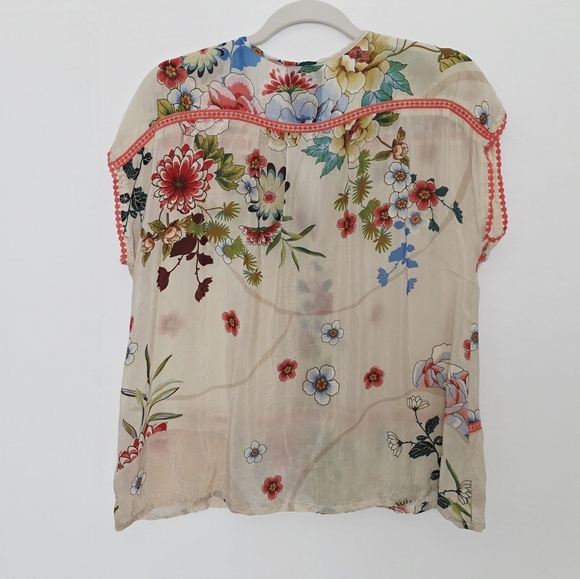 Johnny Was Embroidered Sakuro Bohemian Cap Short Sleeves Women's Size M - Picture 8 of 8